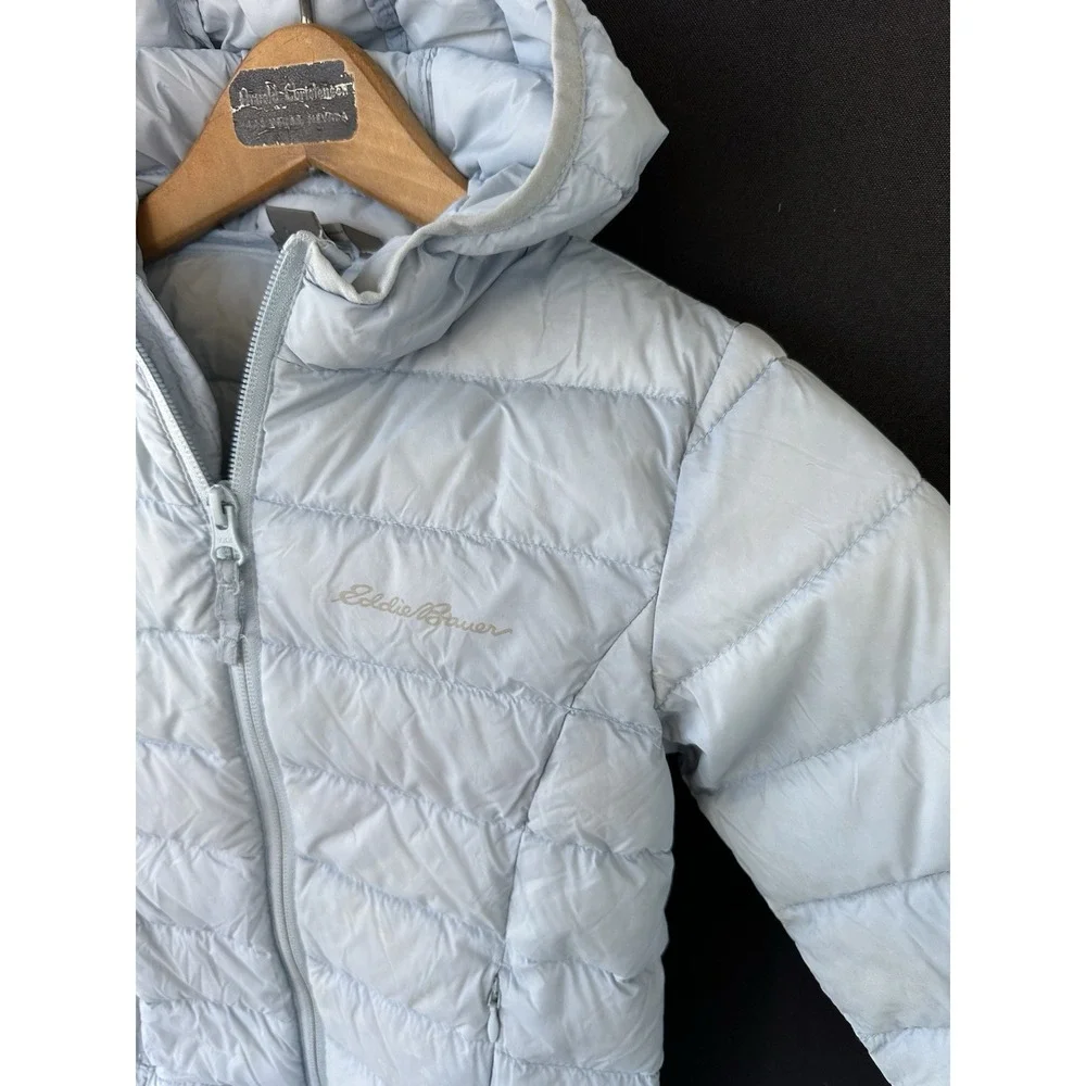 Eddie Bauer Kid's Down Jacket Hooded Blue Lightweight Sz XXS / 4